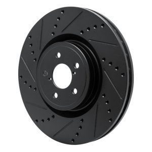 Subaru Impreza Brake Rotor (1) - Front Left - R1 Concepts - Drilled & Slotted - Black - `03-`25